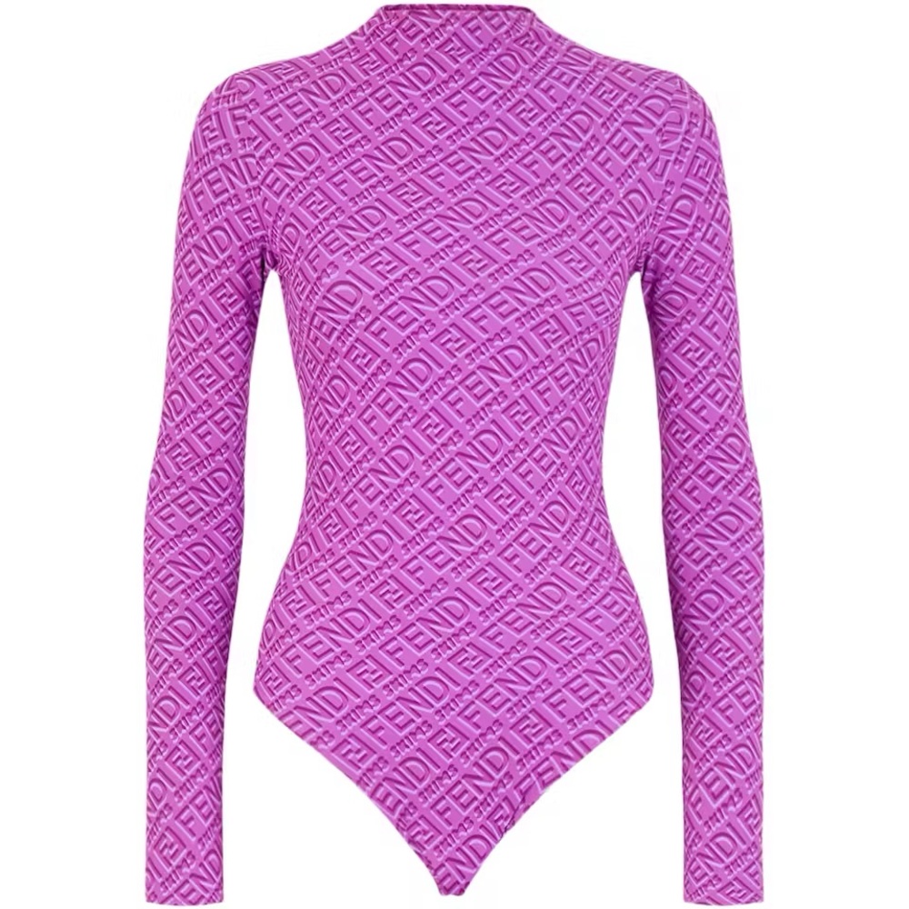 Fendi x SKIMS Mock Neck Long Sleeve Bodysuit, like new condition.
